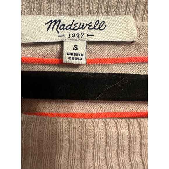 Madewell Sweater Womens Size Small Gray Orange Striped Pullover Round Neck - Picture 3 of 4